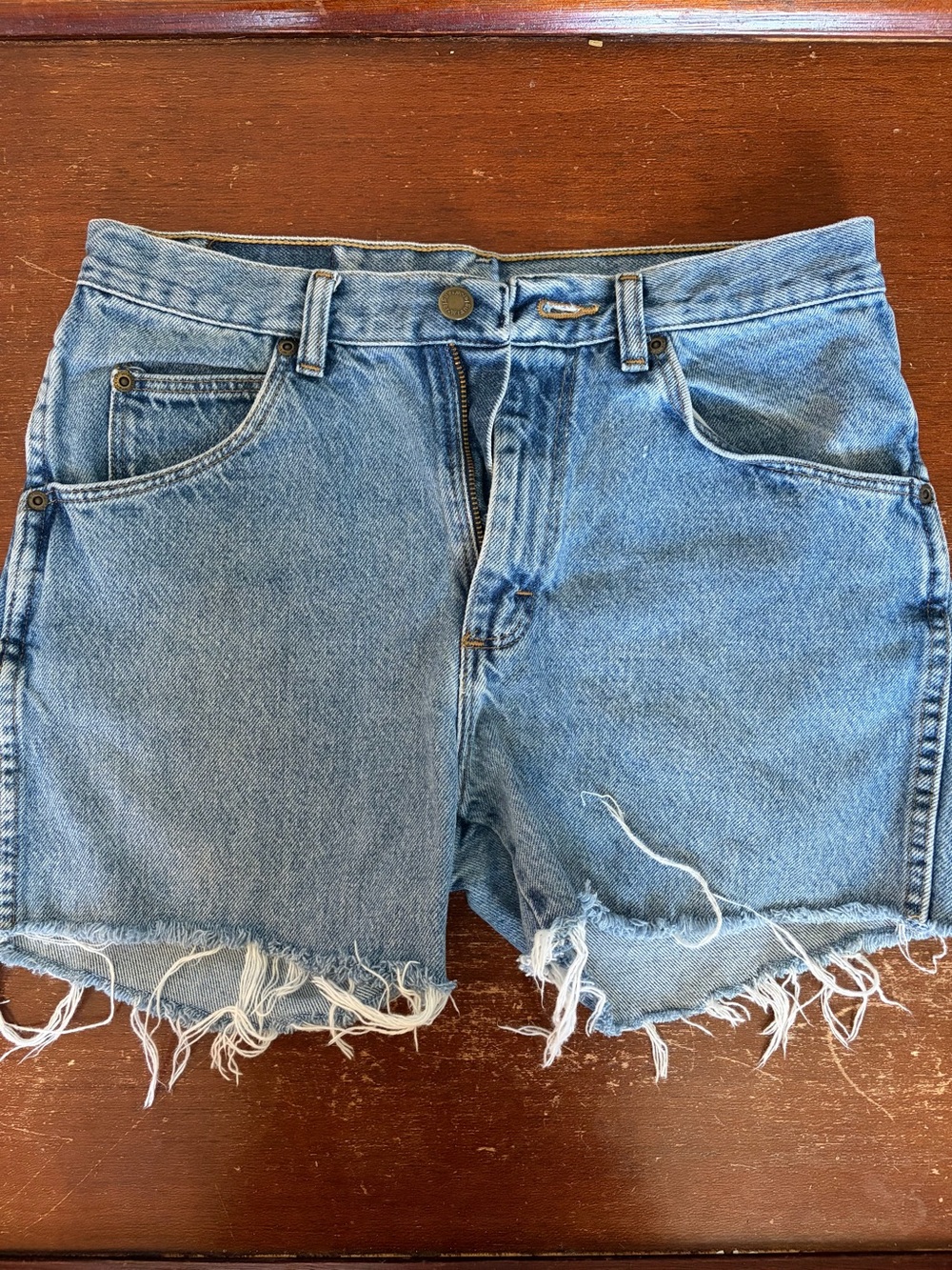 Wrangler Light Blue Distressed Jean Shorts
